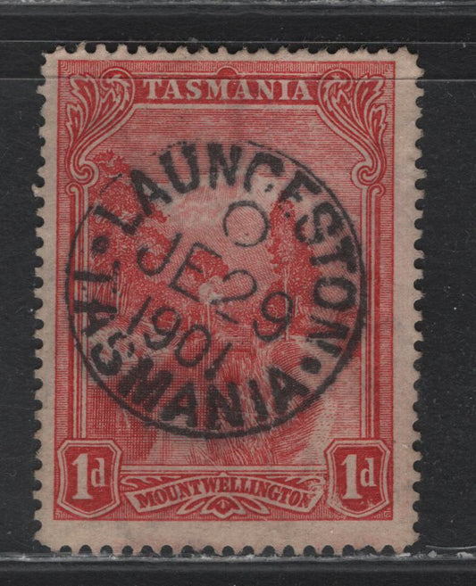 Lot 40 Australia - Tasmania (C)SG#230 (SC# 87) 1d Carmine , 1880-1907 Engraved Pictorial Issue, A Fine Used Single, SON June 29 1901 Lawnceston CDS