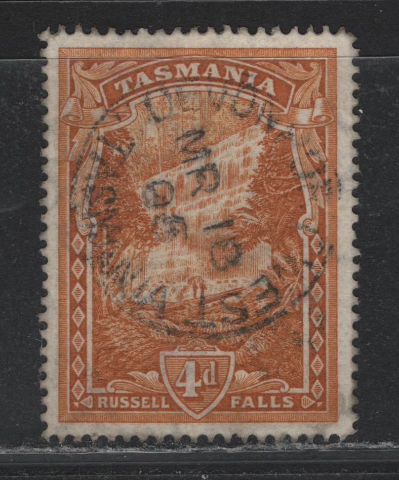 Lot 50 Australia - Tasmania SG#234 (SC# 91) 4d Ochre , 1880-1911 Engraved Pictorial Issue, A Very Fine Used Single, March 10 1905 Devenport West CDS Cancel