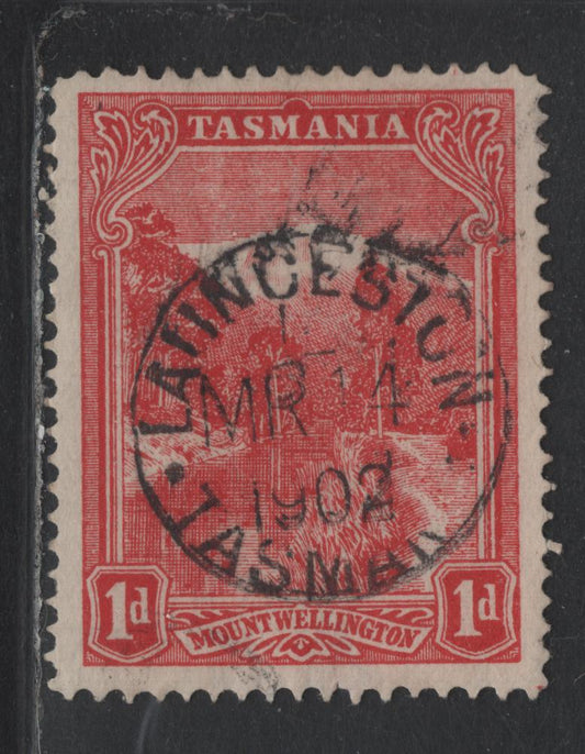 Lot 53 Australia - Tasmania SG#238 (SC# 95) 1d Carmine, 1902-1905 Lithographed Pictorial Issue, A Very Fine Used Single, V Over Crown Inverted Wmk, SON March 14 1902 Lawnceston CDS