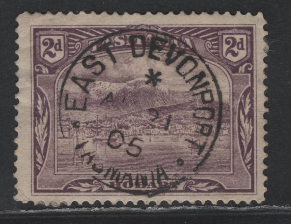 Lot 54 Australia - Tasmania (C)SG#239 (SC# 97) 2d Deep Reddish Violet, 1902-1905 Lithographed Pictorial Issue, A Fine Used Single, V Over Crown Sideways Wmk, SON August 21 1905 East Davenport