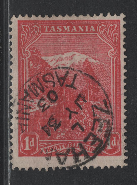 Lot 63 Australia - Tasmania SG#240c (SC# 96) 1d Dull Red , 1902-1905 Typographed Pictorial Issue, A Very Fine Used Single, V Over Crown Upright Wmk, Perf 12.5, SON Zeehan Cancel, Dated July 31 1903.