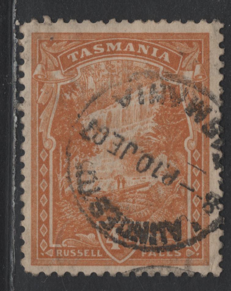 Lot 69 Australia - Tasmania SG#247b (SC# 106a) 4d Orange Buff , 1902-1905 Typographed Pictorial Issue, A Very Fine Used Single, Crown Over A Upright Wmk, Perf 11, SON June 2 1907 Launceston Cancel.