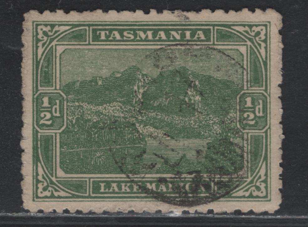 Lot 72 Australia - Tasmania SG#249b (SC# 102c) 1/2d Dull Green , 1905-1911 Typographed Pictorial Issue, A Very Fine Used Single, Crown Over A Sideways Wmk, Perf Compound Of 12.5 & 11