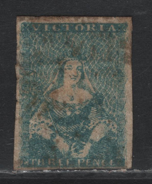Lot 87 Australia - Victoria SG#11b (SC# 4a) 3d Pale Greenish Blue , 1850-1853 Queen Victoria Half-Length Issue, A Good Unused Single, 3rd State Of The Die, Presentable & Rare Unused Example, Close To Full Margins On All Sides.