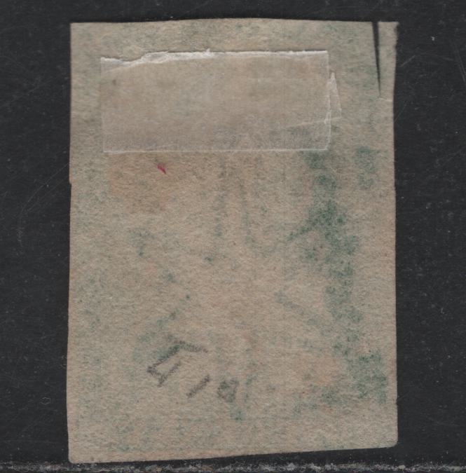 Lot 92 Australia - Victoria SG#40 (SC# 29) 1d Yellow Green , 1856 Perkins Bacon Queen On throne Issue, A Spacefiller Unused Single, Close Margins All Around To Touching At UL & LL As Well AsScissor Cut At UL, Shallow Thin On Back