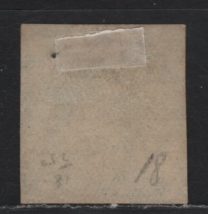 Lot 99 Australia - Victoria SG#64a (SC# 37a) 1d Emerald , 1858 Imperf Emblems Issue, A Very Fine Used Single, Unwatermarked, #1 Melbourne Bootheel Cancel, Large Margins All Around, Portion Of Adjoining Stamp Visible At Left.