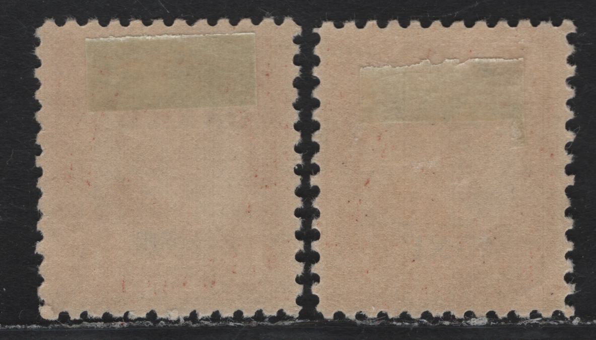 Lot 10 Canal Zone (C)SC#72 1/2c Brown , 1922-1925 4th Bureau Canal Zone Overprinted Issue, 2 VFOG Singles, Flat Plate Printings, One Normal, One Showing Joined AN Flaw.