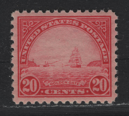 Lot 109 United States SC#567 20c Rose Carmine , 1922-1925 4th Bureau Issue, A SUPOG Single, Flat Plate Printing, Perf 11, Nearly Perfectly Centered, But Some Disturbance From A Mount.