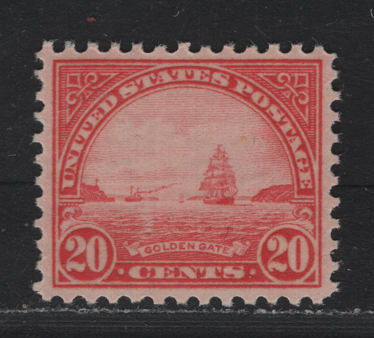 Lot 110 United States SC#698 20c Pale Bright Scarlet , 1931 4th Bureau Issue, A XFNH Single, Rotary Press, Perf 10.5x11, Type 3 Gum Breaker Ridges, 12 Horizontal Gum Striations Per Inch.
