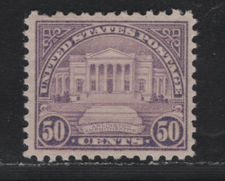 Lot 123 United States SC#701 50c Lilac , 1931 4th Bureau Issue, A FOG Single, Type 3 Gum Breaker Ridges, 12 Horizontal Gum Striations Per Inch