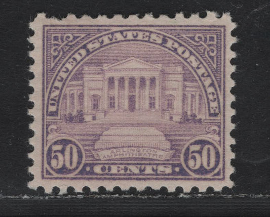 Lot 123 United States SC#701 50c Lilac , 1931 4th Bureau Issue, A FOG Single, Type 3 Gum Breaker Ridges, 12 Horizontal Gum Striations Per Inch