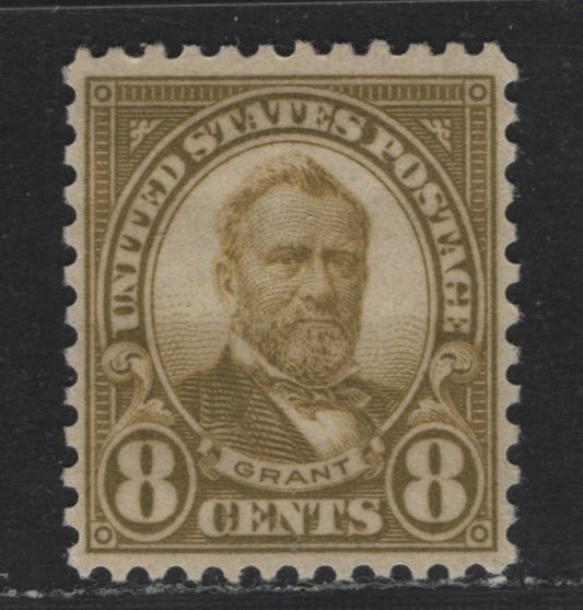 Lot 125 United States SC#640 8c Olive Bistre , 1926-1934 4th Bureau Issue, Rotary Press, Perf. 11 x 10.5 or 10.5 x 11, A VFOG Single, Type 1 Gum Breaker Ridges 5.5mm Apart, No Visible Gum Striations