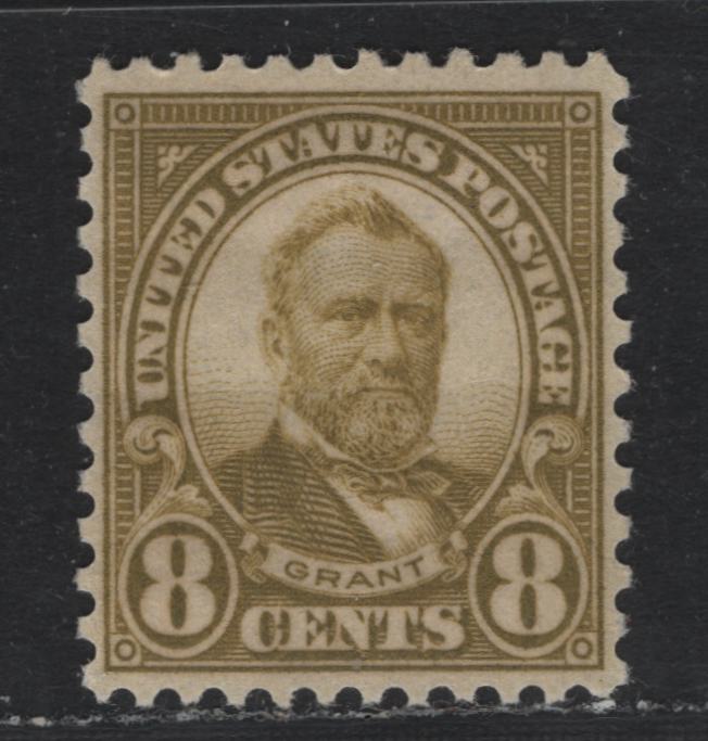Lot 125 United States SC#640 8c Olive Bistre , 1926-1934 4th Bureau Issue, A VFOG Single, Type 1 Gum Breaker Ridges 5.5mm Apart, No Visible Gum Striations