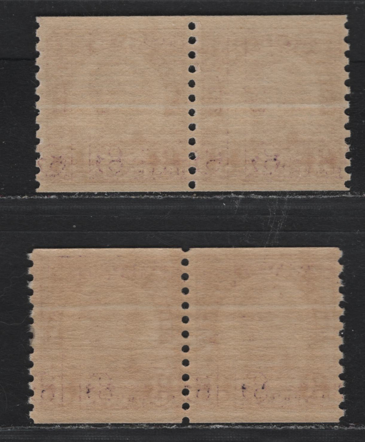 Lot 167 United States SC#600 3c Violet - Deep Violet , 1926-1934 4th Bureau Issue, 2 FNH Coil Pairs, 12 Horizontal Gum Striations Per Inch
