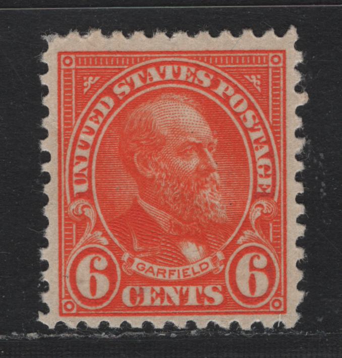 Lot 19 United States SC#558 6c Red Orange , 1922-1925 4th Bureau Issue, A FNH Single, Light Diagonal Bend, Not A Full Crease