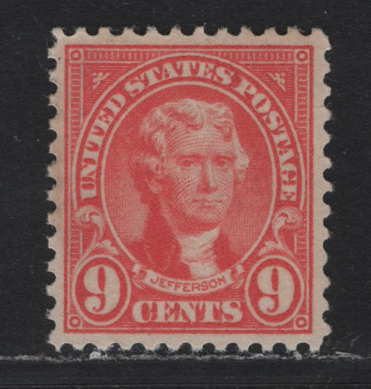 Lot 21 United States SC#561 9c Rose , 1922-1925 4th Bureau Issue, A VFNH Single, Spme Slightly Uneven Color To The Gum, Not Disturbed, Gorgeous Stamp.