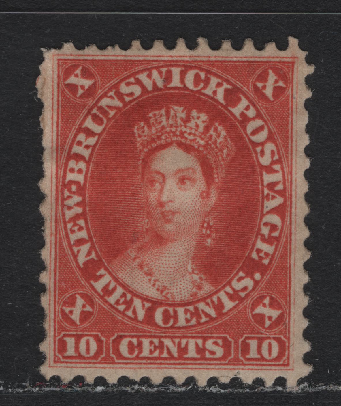 Lot 233 New Brunswick (C) #9 10c Dull Vermillion, 1860 Cents Issue, A VGOG Single, Cents-T Paper, Several Sort Perfs At Left, Hidden Sealed Tear At Top Between IC of Brunswick.