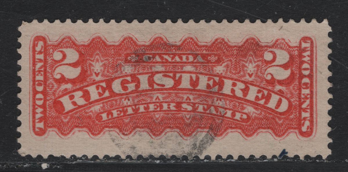 Lot 240 Canada #F1a 2c Bright Vermillion, 1875-1896 Registration Issue, A Very Fine Used Single, Early 2nd Ottawa Printing, MG-K Paper, Perf 12.1, Scarce - Much Scarcer Than The Rose Carmine.
