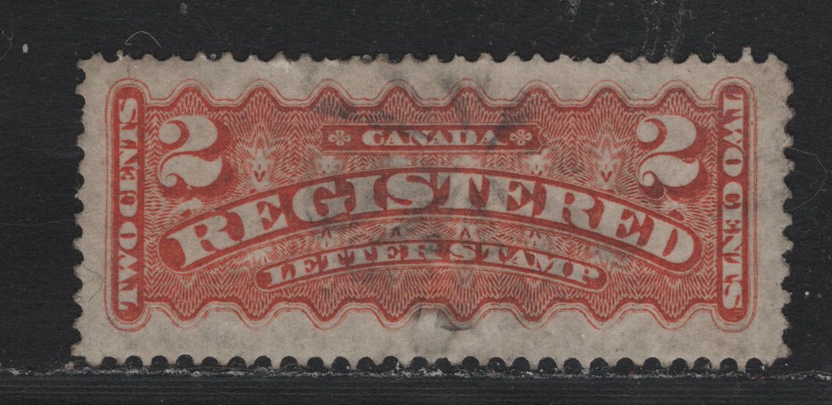 Lot 243 Canada #F1i 2c Dull Reddish Orange, 1875-1896 Registration Issue, A Fine Used Single, Mid Montreal Printing, MM-Y Paper, Perf 12.