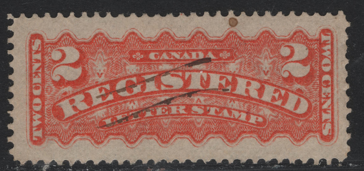 Lot 246 Canada #F1d 2c Orange, 1875-1896 Registration Issue, A Fine Used Single, Mid Montreal Printing, Perf 12x11.75, MM-Y Paper, Small Stain Spot At Top.