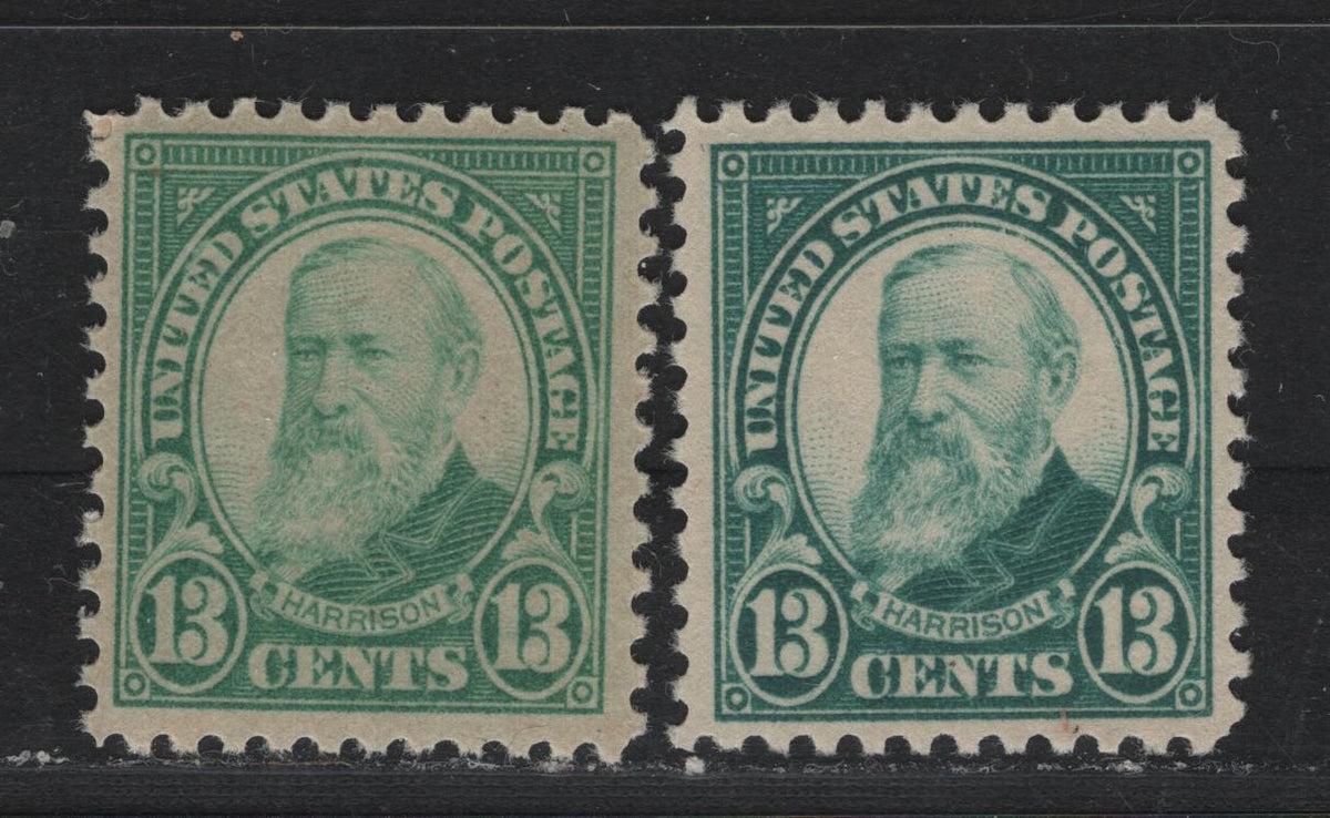 Lot 26 United States SC#622 12c - 13c Pale Bluish Green - Dull Blue Green , 1922-1926 4th Bureau Issue, 2 VFNH Singles