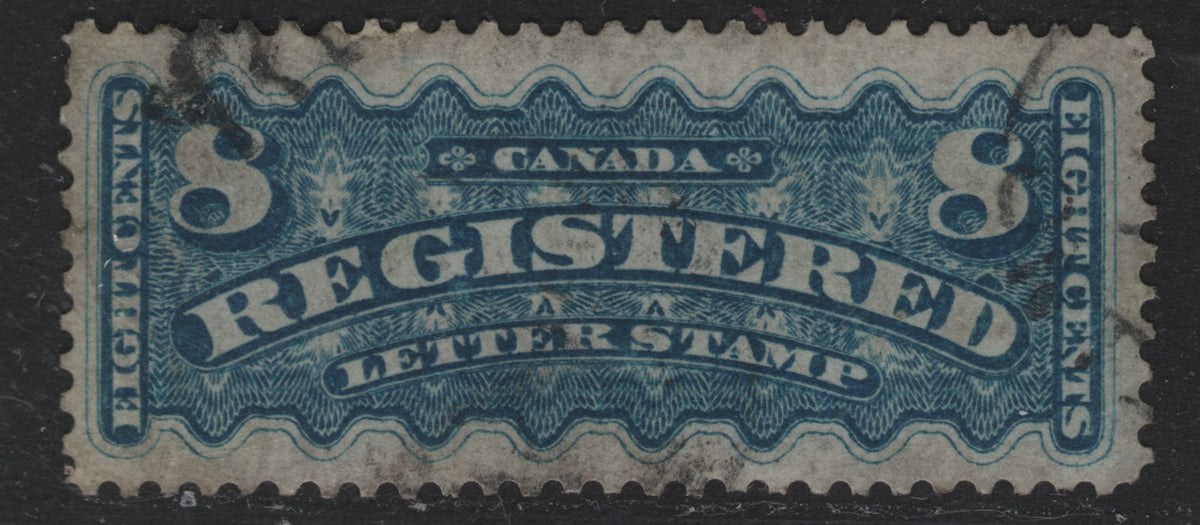 Lot 261 Canada (C) #F3a 8c Bright Blue, 1875-1896 Registration Issue, A Very Fine Used Single, MM-O Paper, Perf 11.9x12