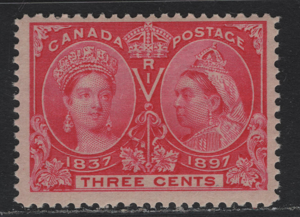 Lot 266 Canada #53 3c Light Bright Rose, 1897 Diamond Jubilee Issue, A FNH Single, ABN-V Paper, Perf 11.9x11.95