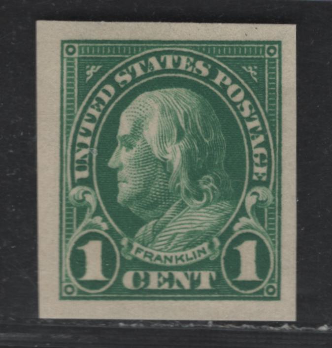 Lot 4 United States SC#575 1c Green , 1922-1925 4th Bureau Issue Flat Plate Printings, A VFNH Imperf Single, Flat Plate Printing