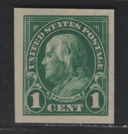 Lot 4 United States SC#575 1c Green , 1922-1925 4th Bureau Issue, A VFNH Imperf Single, Flat Plate Printing