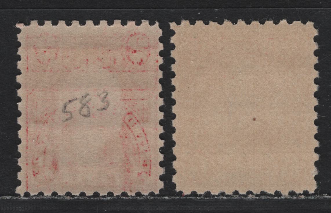 Lot 59 United States SC#583, 587 2c - 6c Carmine - Pale Red Orange , 1923-1926 4th Bureau Issue, 2 FNH Singles, Perf 10, Type 1 Gum Breaker Ridges Spaced 5.5mm Apart