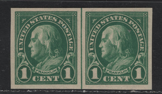 Lot 6 United States SC#575var 1c Green , 1922-1925 4th Bureau Issue, A VFNH Center Line Pair