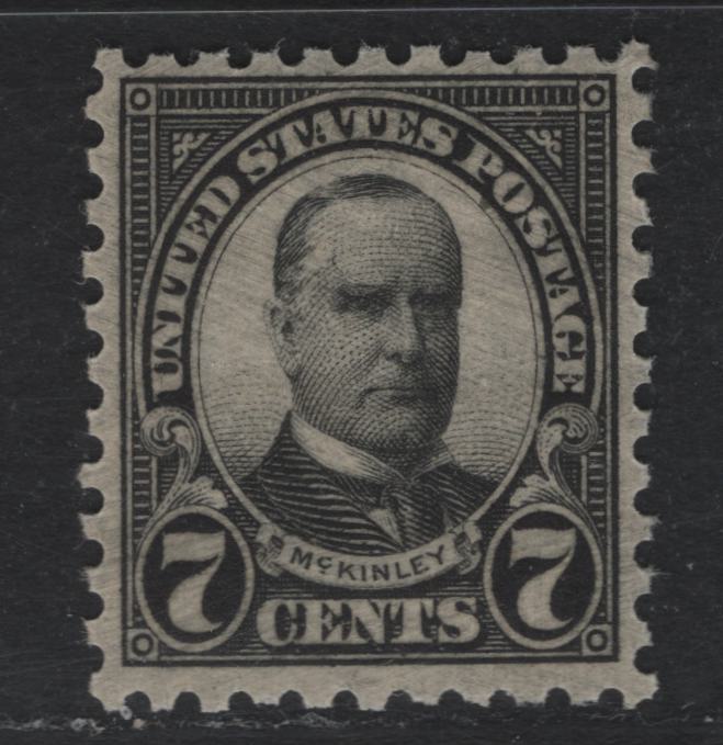 Lot 65 United States SC#588 7c Black , 1923-1926 4th Bureau Issue, A VFNH Single, Perf 10, Type 1 Gum Breaker Ridges, Spaced 5.5mm Apart, No Visible Gum Straitions.