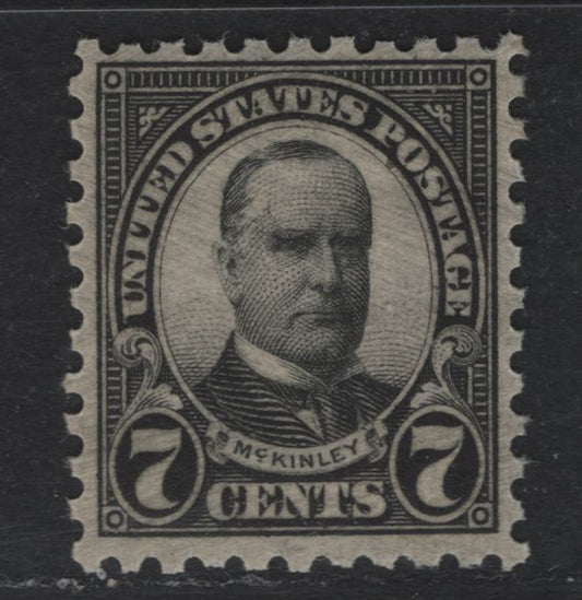 Lot 65 United States SC#588 7c Black , 1923-1926 4th Bureau Issue, A VFNH Single, Perf 10, Type 1 Gum Breaker Ridges, Spaced 5.5mm Apart, No Visible Gum Straitions.