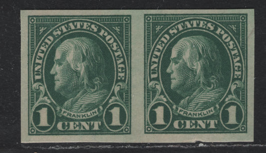 Lot 8 United States SC#575 1c Deep Green , 1922-1925 4th Bureau Issue, A VFOG Imperf Pair