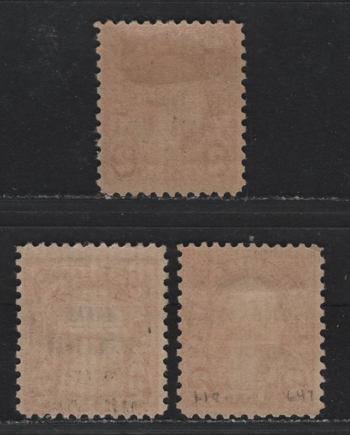 Lot 88 United States SC#647var 2c Carmine - Carmine Red , 1928 Hawaii Sesquicentennial Issue, 3 FOG Singles, 3 Examples Of Hawaii Overprint, Showing Shifts On The Carmine Red, Type 2 Gum Breaker Ridges Spaced 22mm Apart & 12 Vertical Striations Per Inch.