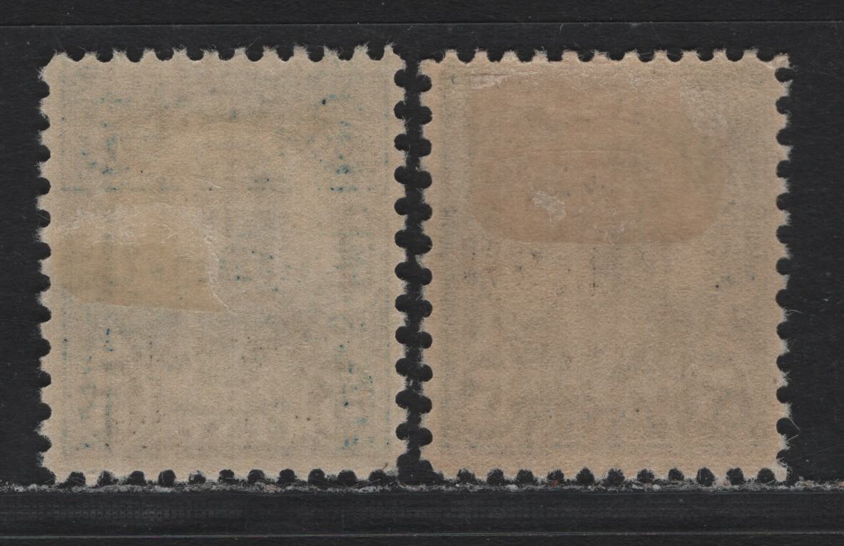 Lot 93 United States SC#648 5c Blue - Brighter Blue , 1928 Hawaii Sesquicentennial Issue, 2 VFOG Singles, Hawaii Overprint, Type II Gum Breaker Ridges Spaced 22mm Apart, 12 Vertical Gum Striations Per Inch.