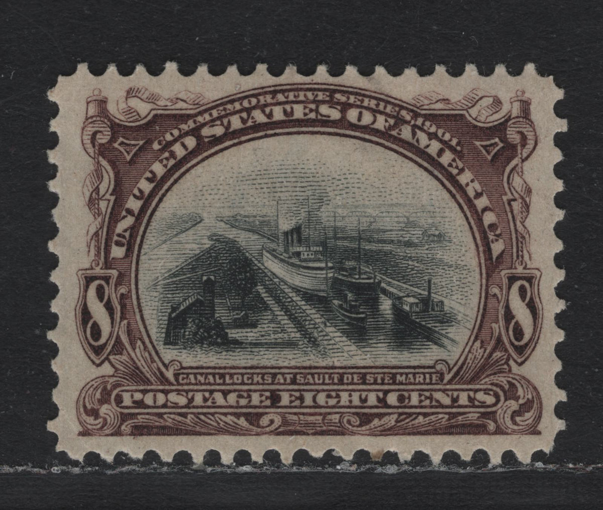 Lot 133 United States SC#298 8c Purplish Brown & Black , 1901 Pan-American Exposition Issue, A VFOG Single, Upright Wmk