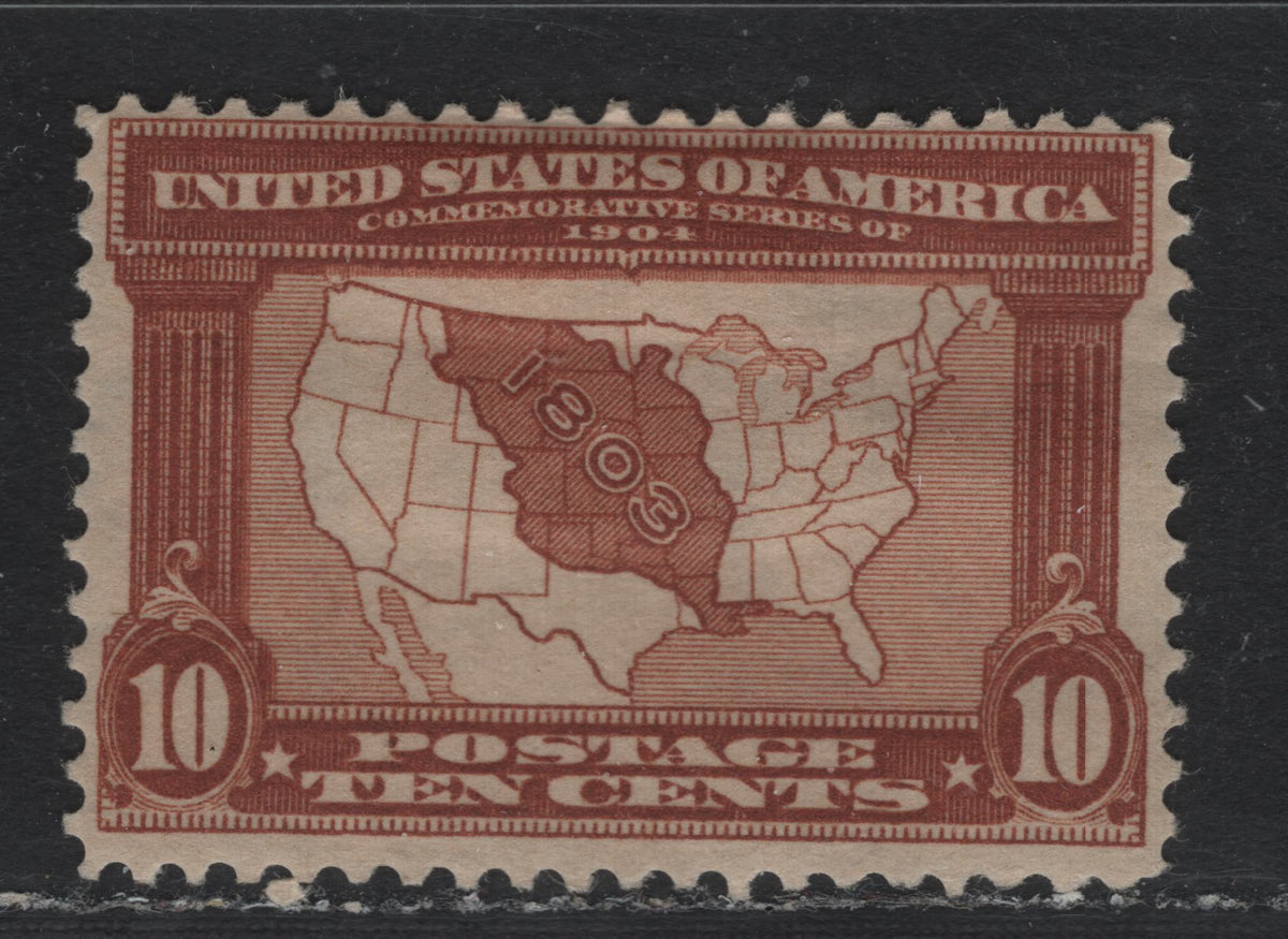 Lot 178 United States SC#327 10c Red Brown , 1904 Louisiana Purchase Issue, A FOG Single, Sideways Reversed Wmk