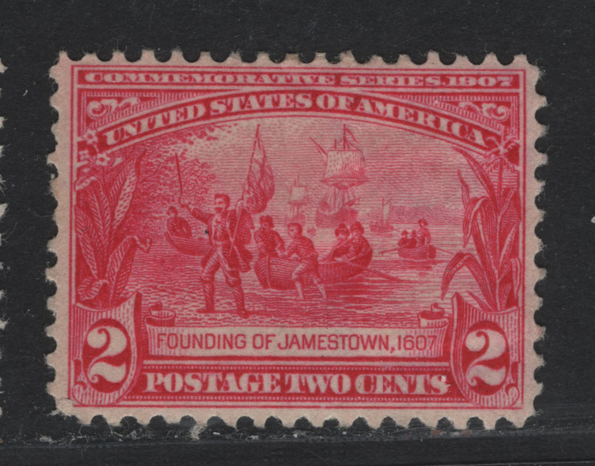 Lot 195 United States SC#329 2c Carmine Rose , 1907 Jamestown Exposition Issue, A VFOG Single, Upright Wmk