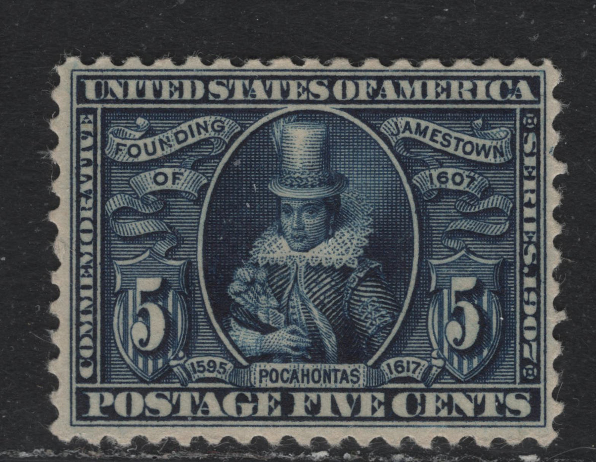 Lot 207 United States SC#330 5c Blue , 1907 Jamestown Exposition Issue, A VFOG Single, Reversed Wmk