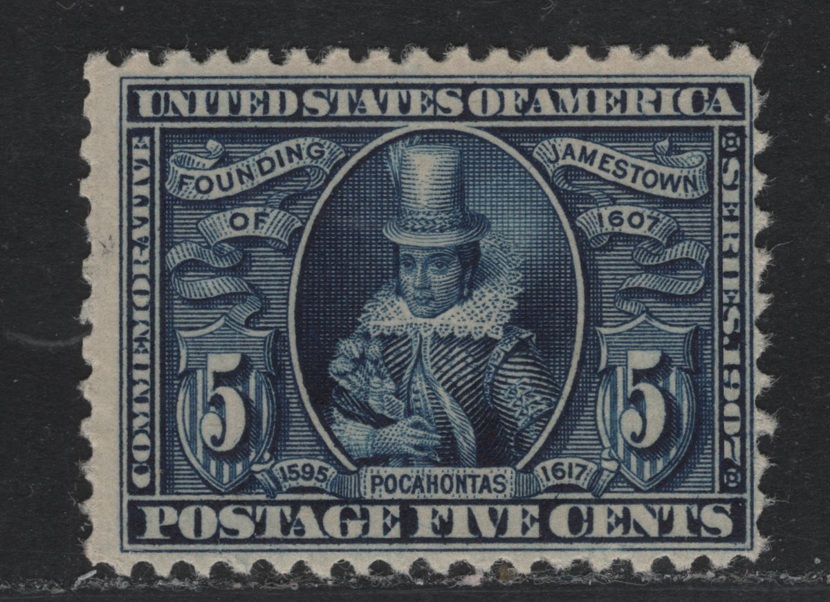 Lot 210 United States SC#330 5c Dark Blue , 1907 Jamestown Exposition Issue, A FNH Single, Inverted & Reversed