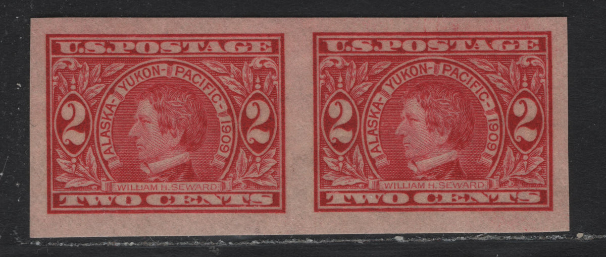 Lot 235 United States SC#371 2c Carmine , 1909 Alaska Yukon Pacific Exposition Issue, A VFNH Imperf Pair, Inverted Wmk