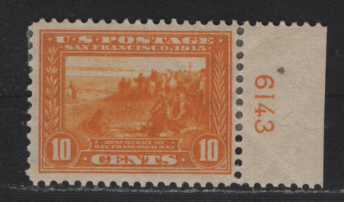Lot 270 United States SC#400 10c Orange Yellow , 1913 Panama Pacific Issue, A VFOG Single, Plate 6143