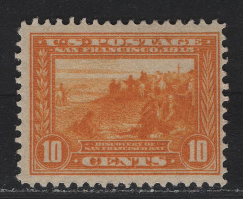 Lot 271 United States SC#400 10c Orange Yellow , 1913 Panama Pacific Issue, A FOG Single, Upright Wmk