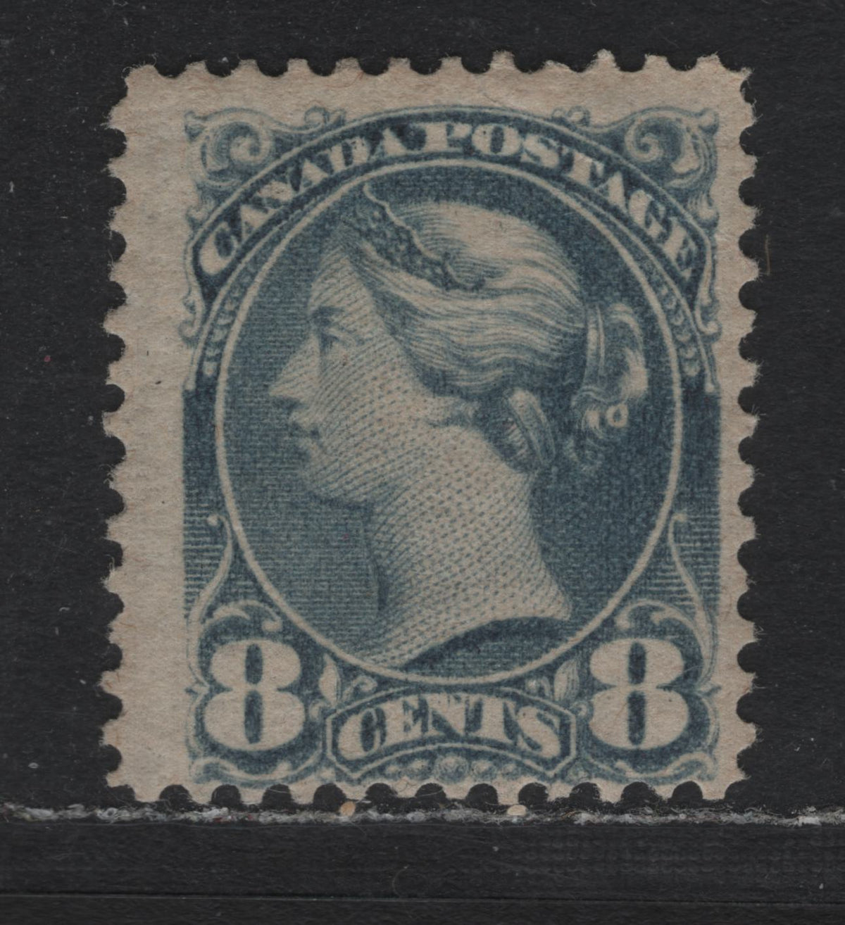 Lot 288 Canada SC#44b 8c Slate Blue , 1888-1897 Small Queen Issue, A FOG Single, Soft Translucent Horizontal Wove With Coarse Mesh, Perf 12