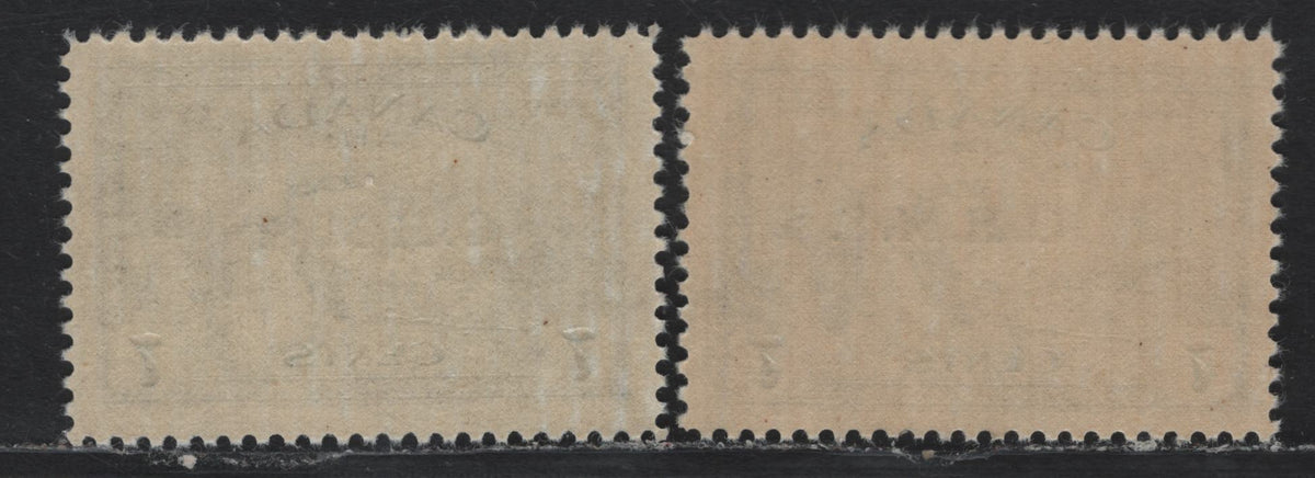 Lot 297 Canada SC#CO1 7c Deep Blue , 1946 Airmail Issue, 2 VFNH Singles, As Lot 295 But Streaky Yellowish Cream Gum, Instead Of Smooth (I.e Paper Types CBN-TTTT & CBN-UUUUU)