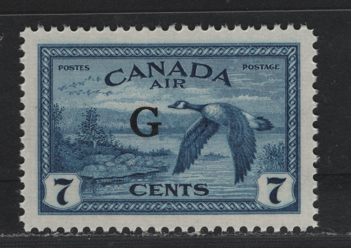 Lot 303 Canada SC#CO2 7c Deep Bright Blue , 1950 Airmail Issue, A VFNH Single, G Overprint, Nearly Opaque Lightly Ribbed Vertical Wove Paper, Streaky Yellowish Cream Gum.