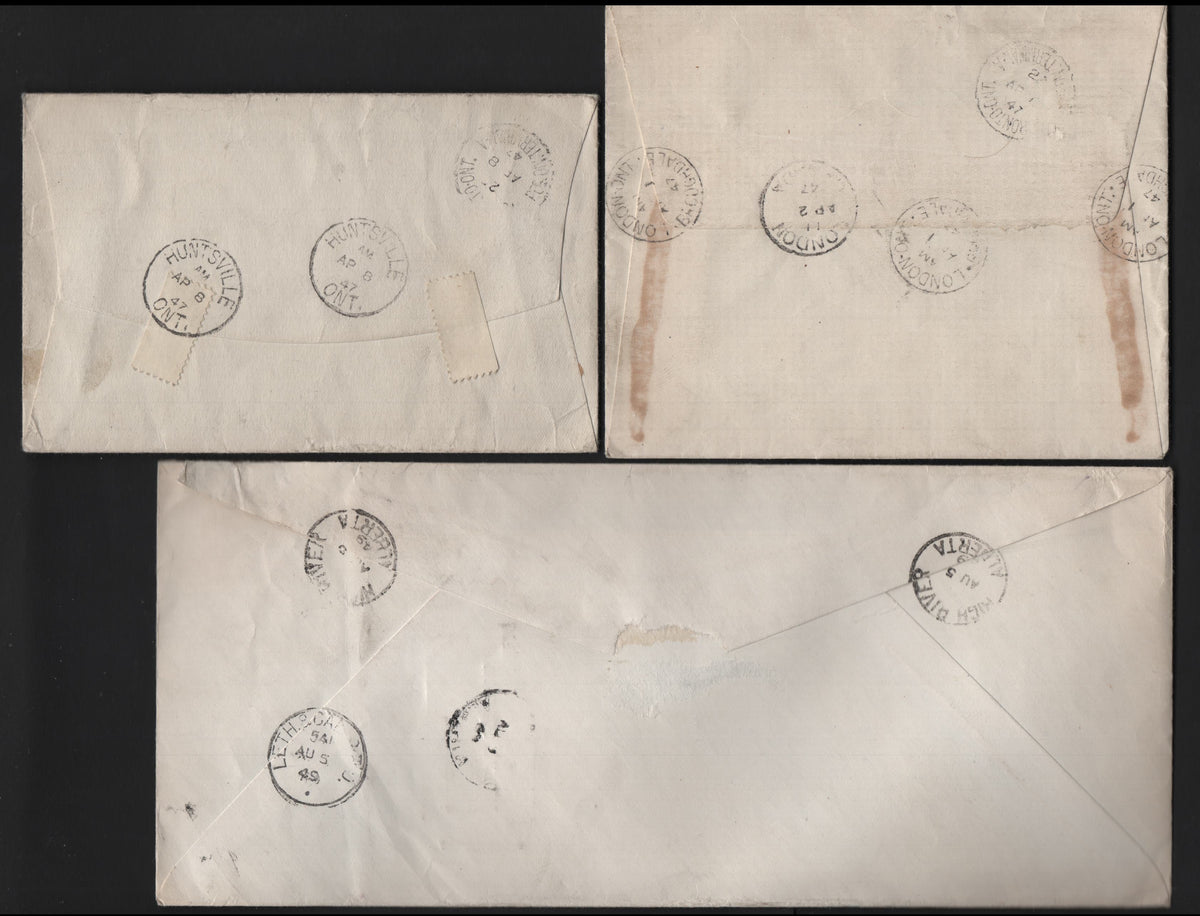 Lot 330 (C)Canada, 3 Fine/Very Fine Used Registered Covers, Sent Forom London On to Toronto, Huntsville On To Toronto and High River, AB to Calgary, AB