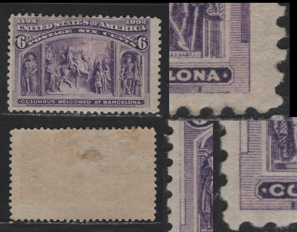 Lot 44 United States SC#235 6c Dull Purple , 1893 Columbian Exposition Issue, A FOG Single, Three Unlisted Varieties