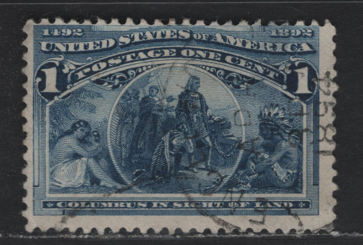 Lot 5 United States SC#230var 1c Deep Blue , 1893 Columbian Exposition Issue, A Fair Used Single, Showing A Significant Double Transfer, Well Documented & Major Double Transfer, Offered As A Reference Item